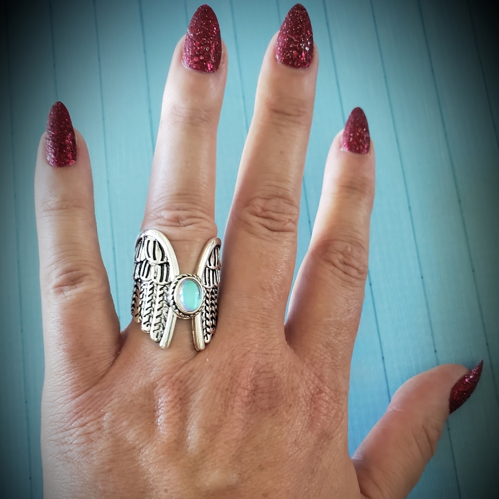 Awesome Angel Wings Boho Silver Ring NEW - Picture 2 of 6